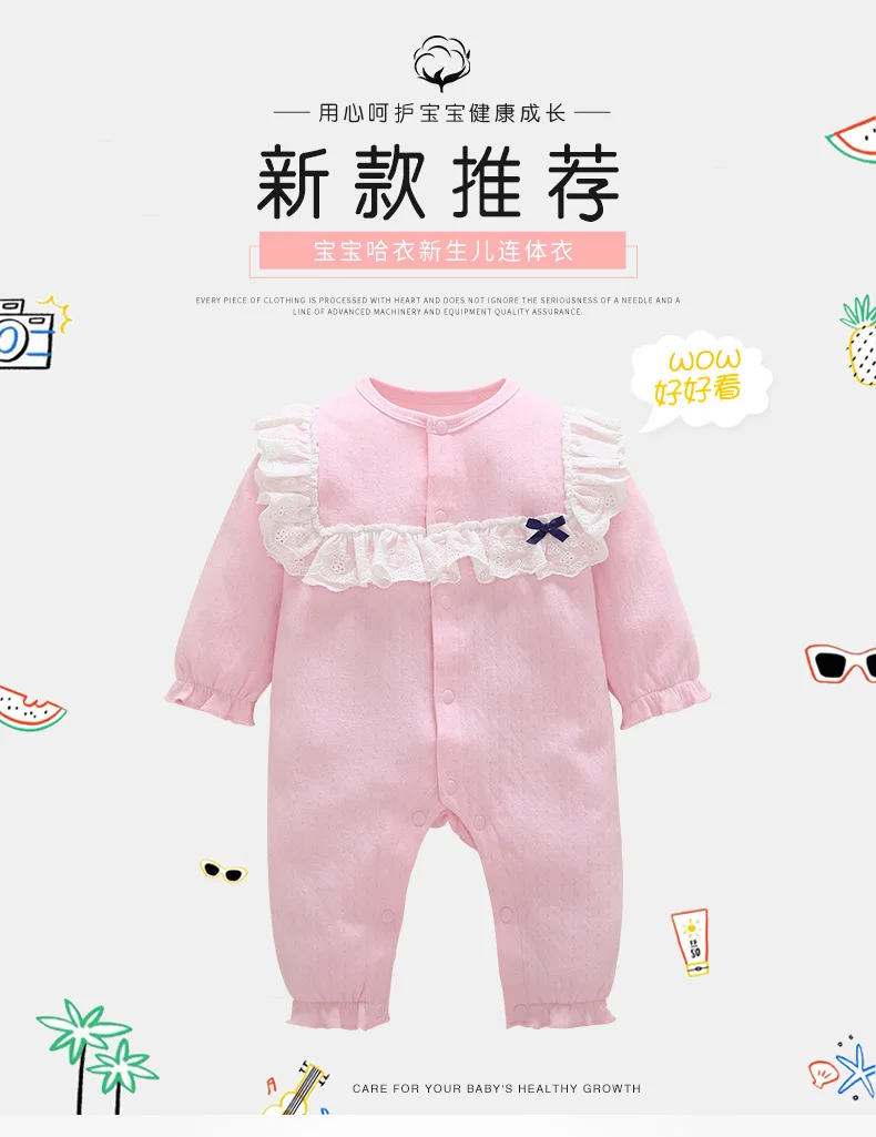 Baby Infant Rompers Baby Boys Girls Long-Sleeved Rompers Lace Comfortable Infant Jumpsuit Baby Toddler Clothes