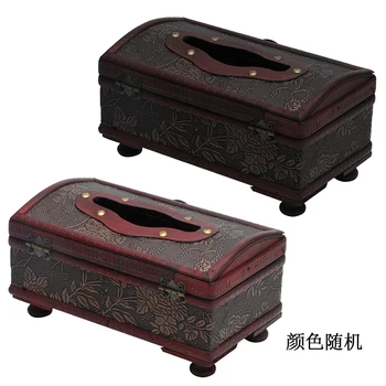 

New Retro Brown European Exquisite Wooden Rectangular Paper Tissue Box Holder