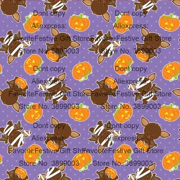 

DIY Hand Stitched Children's Cotton Printed Halloween Pumpkin Handkerchief Cloth Material DIY Handmade Crafts Fabric Cloth