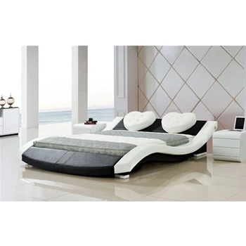 

Lastest design bedroom furniture fabric bed leather bed with led