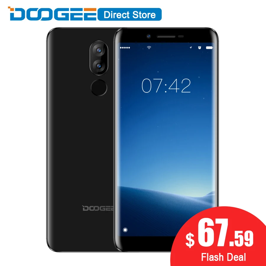 DOOGEE X60L Android 7 0 отпечатков пальцев 5 ''мобильный телефон MTK6737 2 ГБ + 16 Гб 3300 мАч