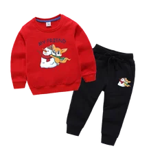 Рождественская одежда Рождественский Комплект для мальчиков и девочек, Длинные пуловеры, спортивные штаны на весну-осень, толстовки для мальчиков 2, 3, 4, 5, 6, 7, 8 лет