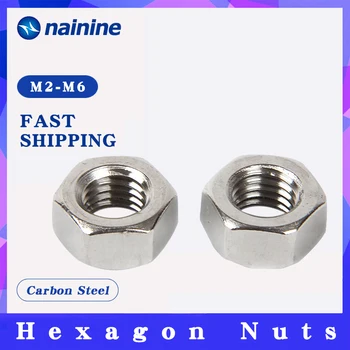 

[M1.6 M2 M2.5 M3 M4] Carbon Steel Hex Nut Hexagon Nuts Metric Thread Suit For Screws Bolts DIN934