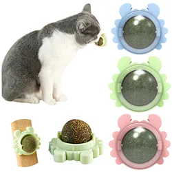 Boule de friandises naturelle en forme d'herbe à chat, 3 pièces, suspendue au mur, rotative, pour chat, casse croûte, sucette, jouet pour chat 