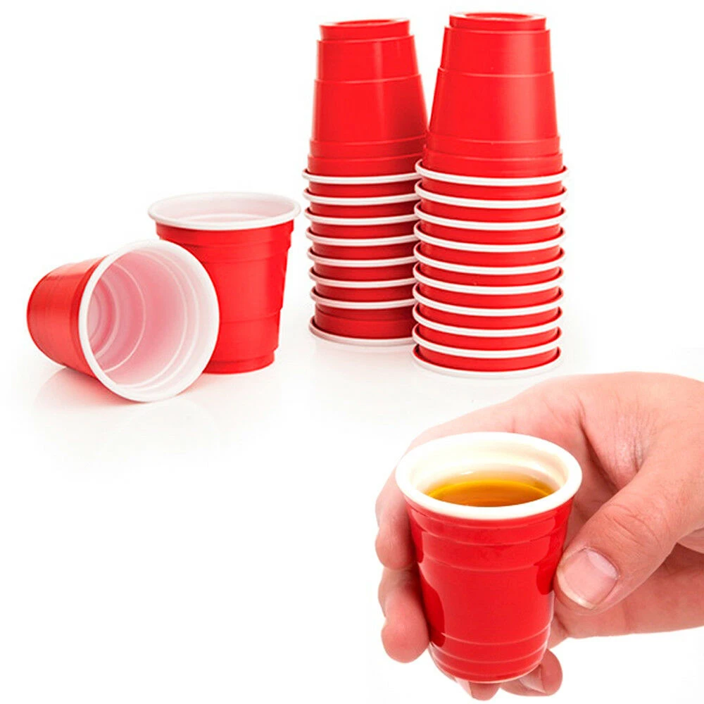 50pcs 2oz Disposable Plastic Mini Red Cups For Shot Glasses Party