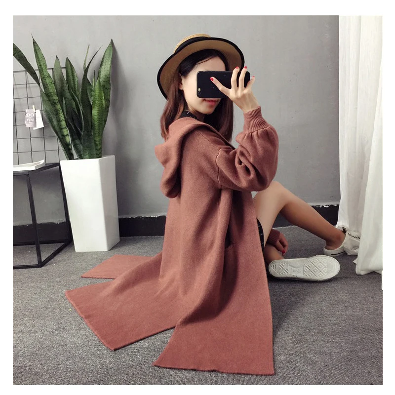 WT005 Harajuku Длинный Кардиган Дамская Весенняя мода длинные свитера для женщин большое Пальто Повседневная куртка с капюшоном зимняя одежда лето