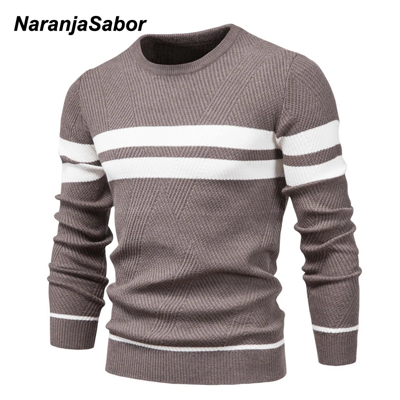 NaranjaSabor nuevo hombre de invierno de los muchachos de suéter grueso cálido suéteres hombres cuello básico Casual Slim cómodos suéteres N696