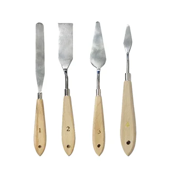 

4Pcs Painting Spatula Set Plastic Drawing Spatula Palette Oil Painting Accessories for Students Artists(Khaki)