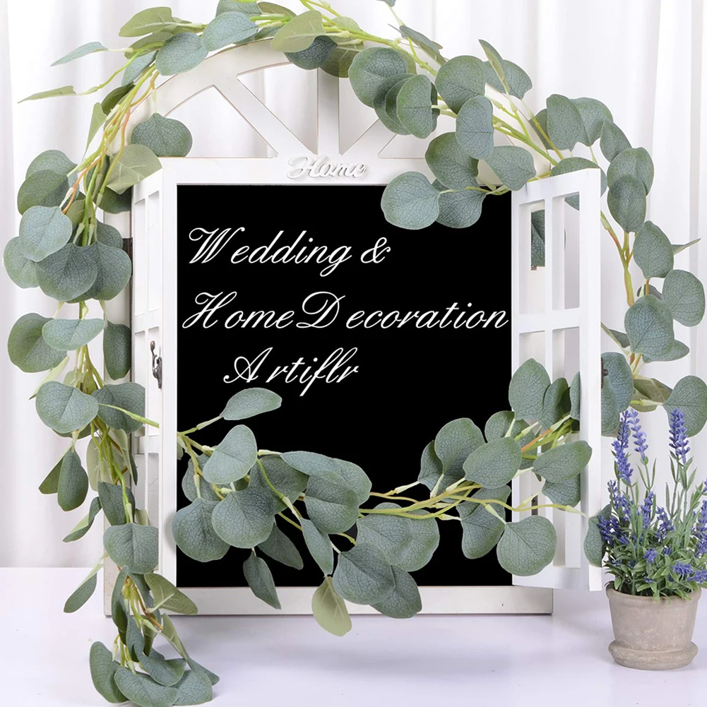 

2M Artificial Green Eucalyptus Vines Rattan artificial Fake Plants Ivy Wreath Wall Decor Vertical Garden Wedding Decoration