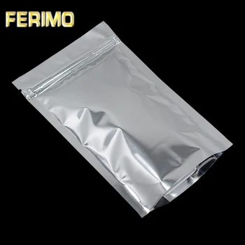 

200Pcs/lot Doypack Silver Mylar Zip Lock Storage Bags Aluminum Foil Food Grocery Stand Up Reclosable Zipper Packaging Gifts Bags