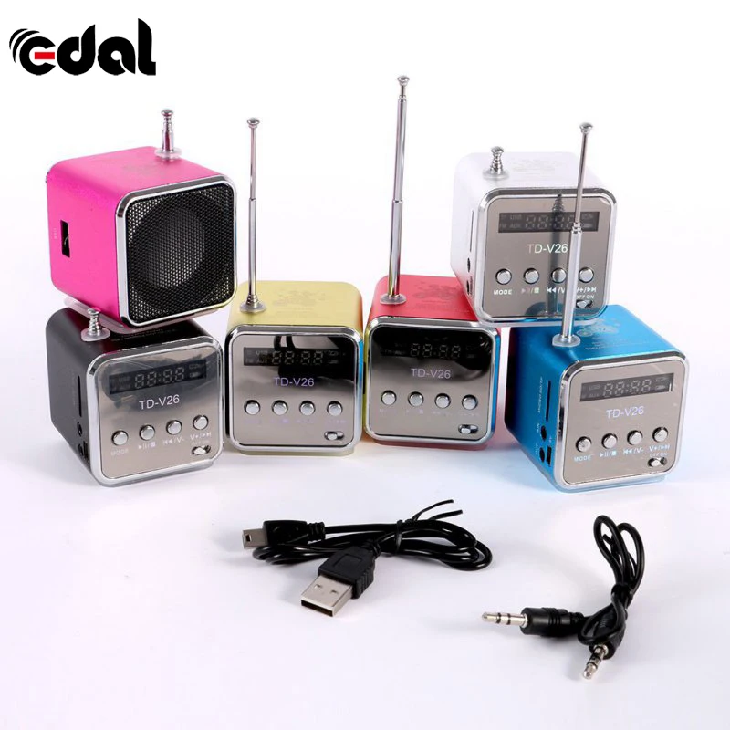Модный портативный микро-usb; мини стерео динамик с басами музыки MP3/4 FM радио 6 цветов
