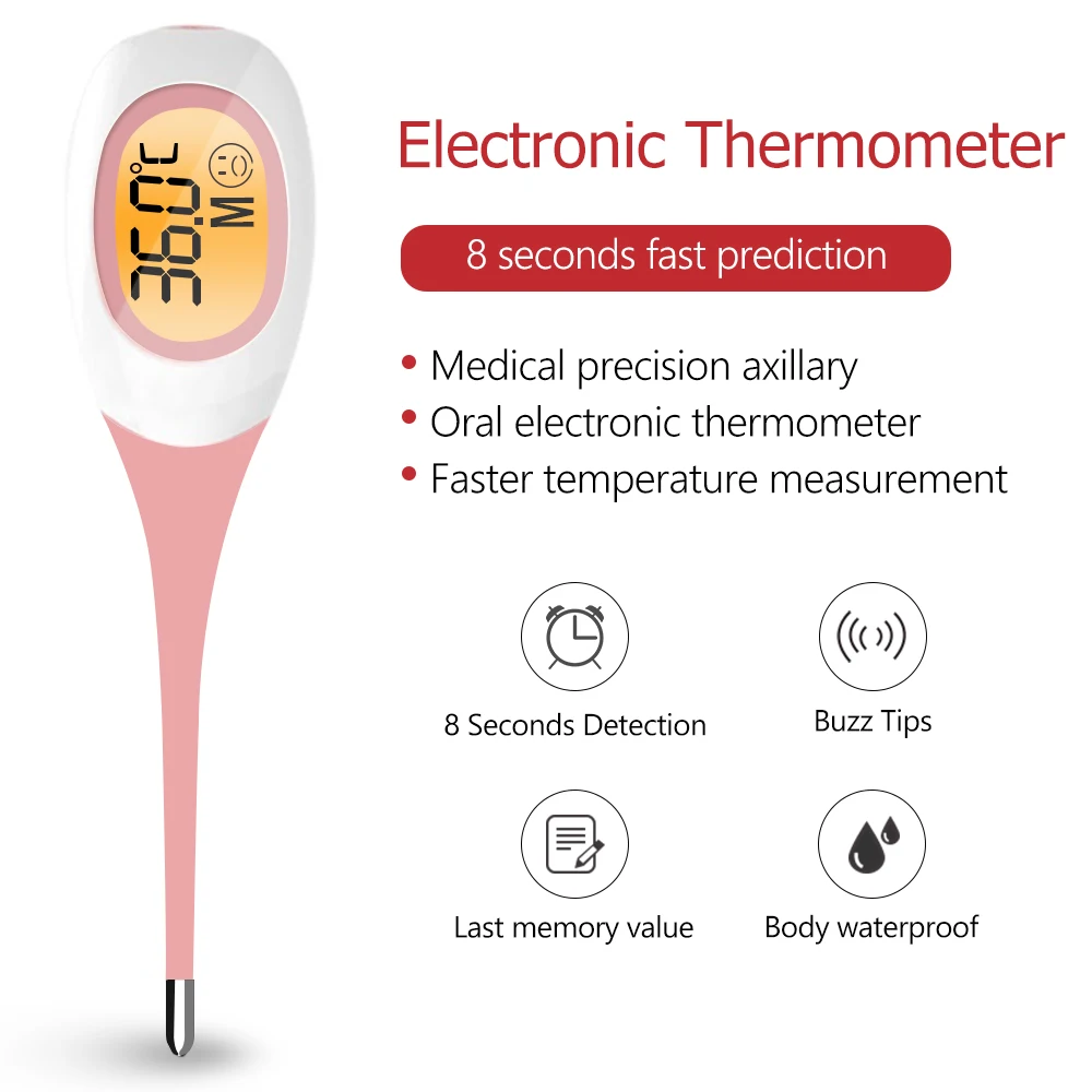 Silicone Fast 8S Thermometer for Fever Digital infrared Basal Body Temperature LED Display