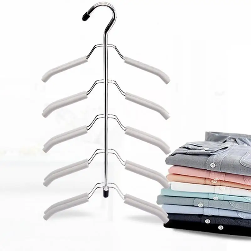 5 Layer Clothes Hanger Wardrobe Non-Slip Home Magic Storage Rack Hanging Shirt Holder Hanger Clothes Storage Tools