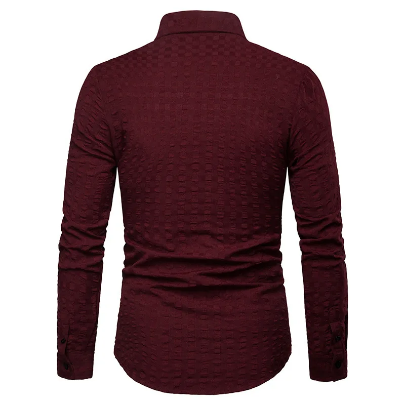 Мужская повседневная однотонное с длинным рукавом рубашка Slim Fit Мужская одежда для бизнеса рубашка брендовая мужская одежда мягкая удобная плюс размер