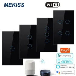 Wifi smart touch switch Light switch Network connection Tuya App wireless remote Alexa Google Control AC110V 220V interrupter