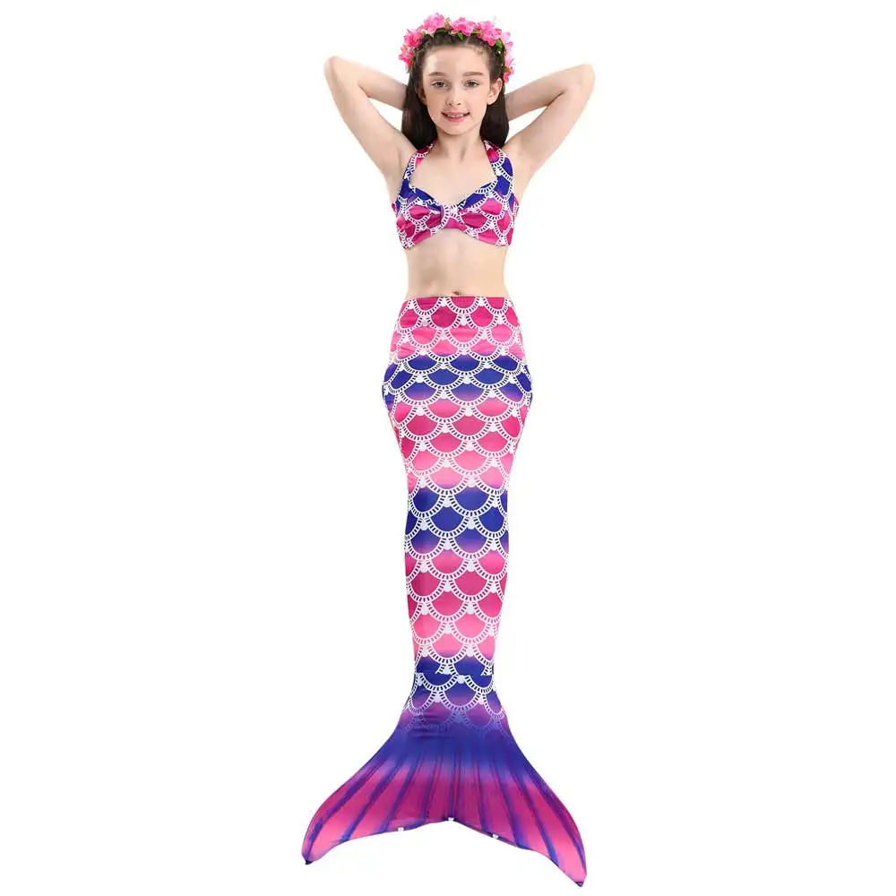 Girls Walkable And Swimmable Mermaid Tail Swimsuit Cosplay Costume Kids Children Bikini And Sparkle Mermaid Swimtail