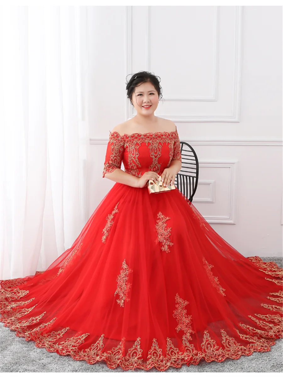 Вечерние платья с коротким рукавом и вышивкой Robe De Soiree, вырез лодочкой, размера плюс, женские вечерние платья на шнуровке, вечерние платья T144