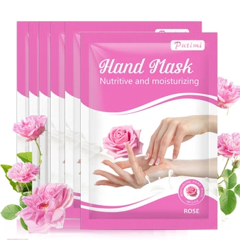 

PUTIMI 2Pair Rose Essence Hand Mask Nourishing Moisturizing Whitening Hand Mask Gloves Spa Skin Care Dead Skin Remover Hand Mask