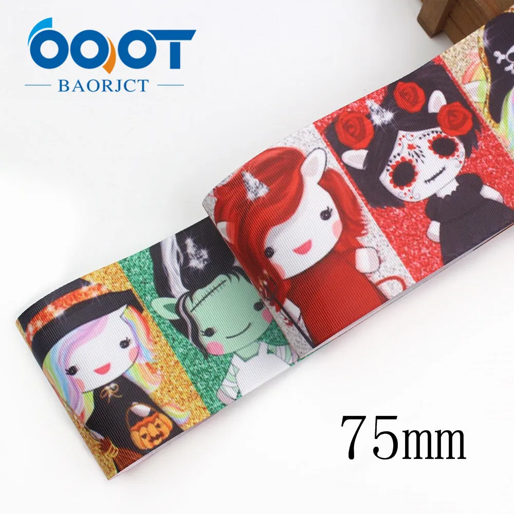 OOOT BAORJCT I-19921-2254, 75 мм 10 ярдов Хэллоуин Мультфильм корсажные ленты, лук кепки аксессуары и украшения, DIY ручной работы
