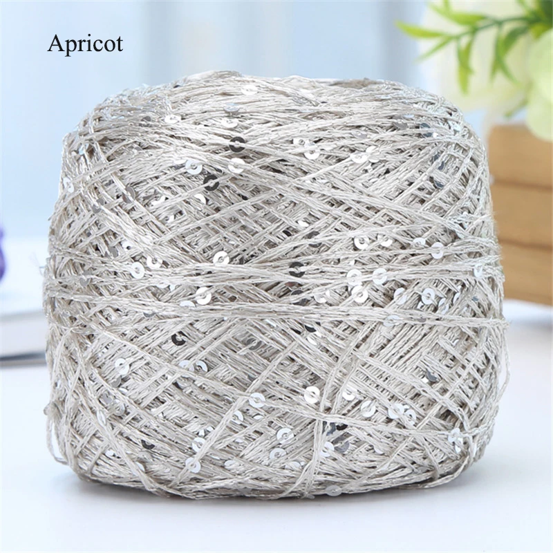 2pcs(200g) Fashion Summer Ice Silk Line Feature Sequins Line Yarn Diy Hand-knitted Wool Thread Sweater Scarft Hats Accessories - Цвет: Apricot