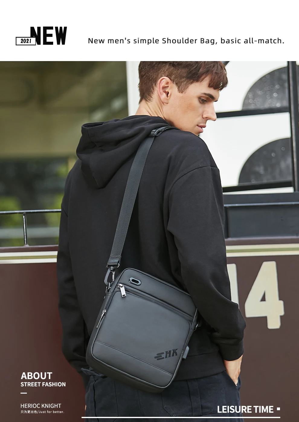 hk Sac à bandoulière pour homme, sac de poitrine étanche pour iPad