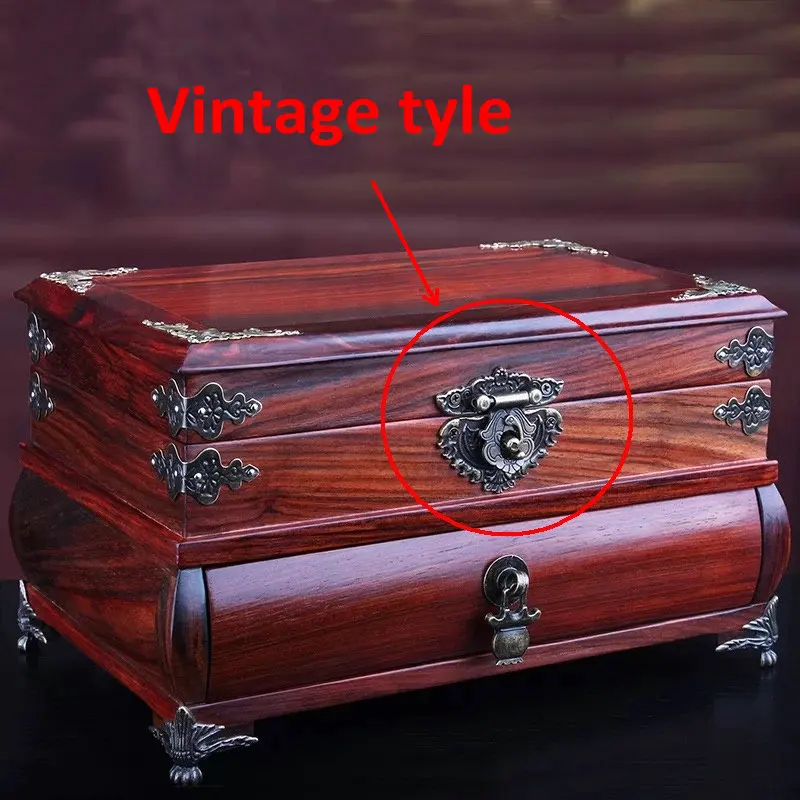 Antique Jewelry Chest Gift Wine Wooden Box Case Toggle Latch Furniture Vintage Decor Latches Box Suitcase Buckle Hasp Pad Lock