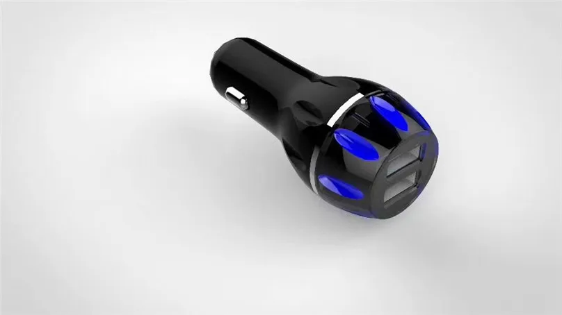 100 шт. 18 Вт Боулинг типа Quick 2.4a QC3.0 двойной зарядное устройство USB адаптер синий светодиодный свет 2USB Быстрая зарядка для iPhone samsung