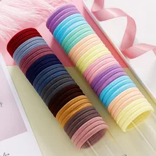 

2022 50PCS/Set Women Girls 4CM Colorful Nylon Elastic Hair Bands Ponytail Holder Rubber Bands Scrunchie Headband Hair