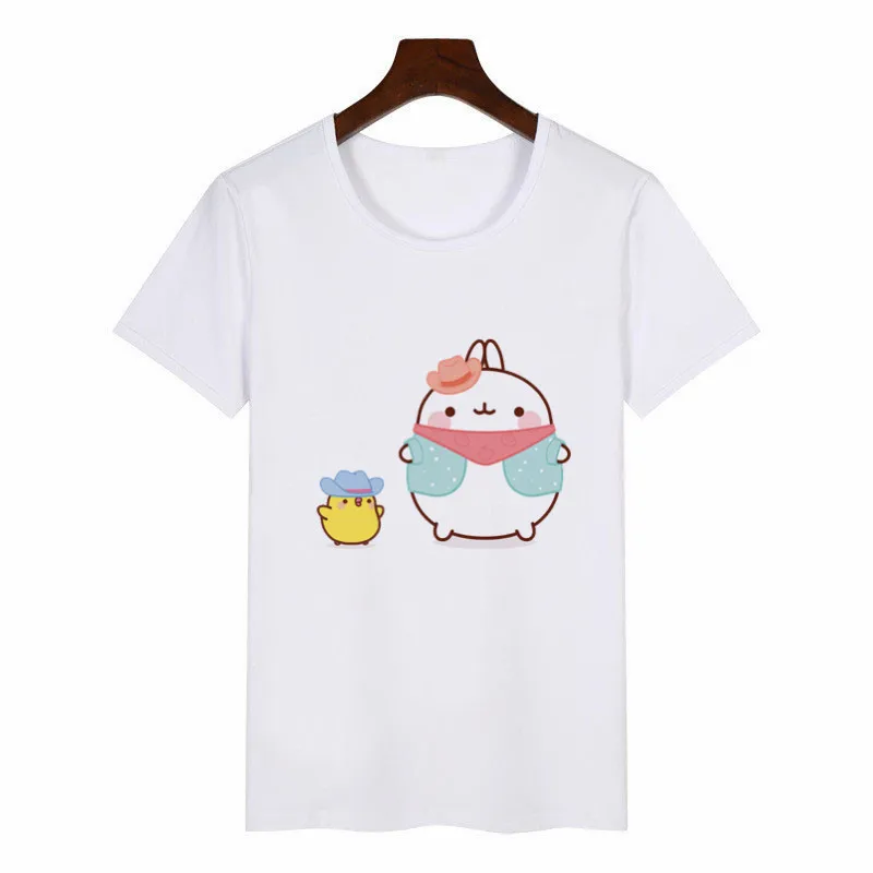 Новая Летняя женская футболка Molang and Piupiu, футболки с графикой, женские футболки в японском стиле Харадзюку, аниме, женская верхняя Эстетическая одежда