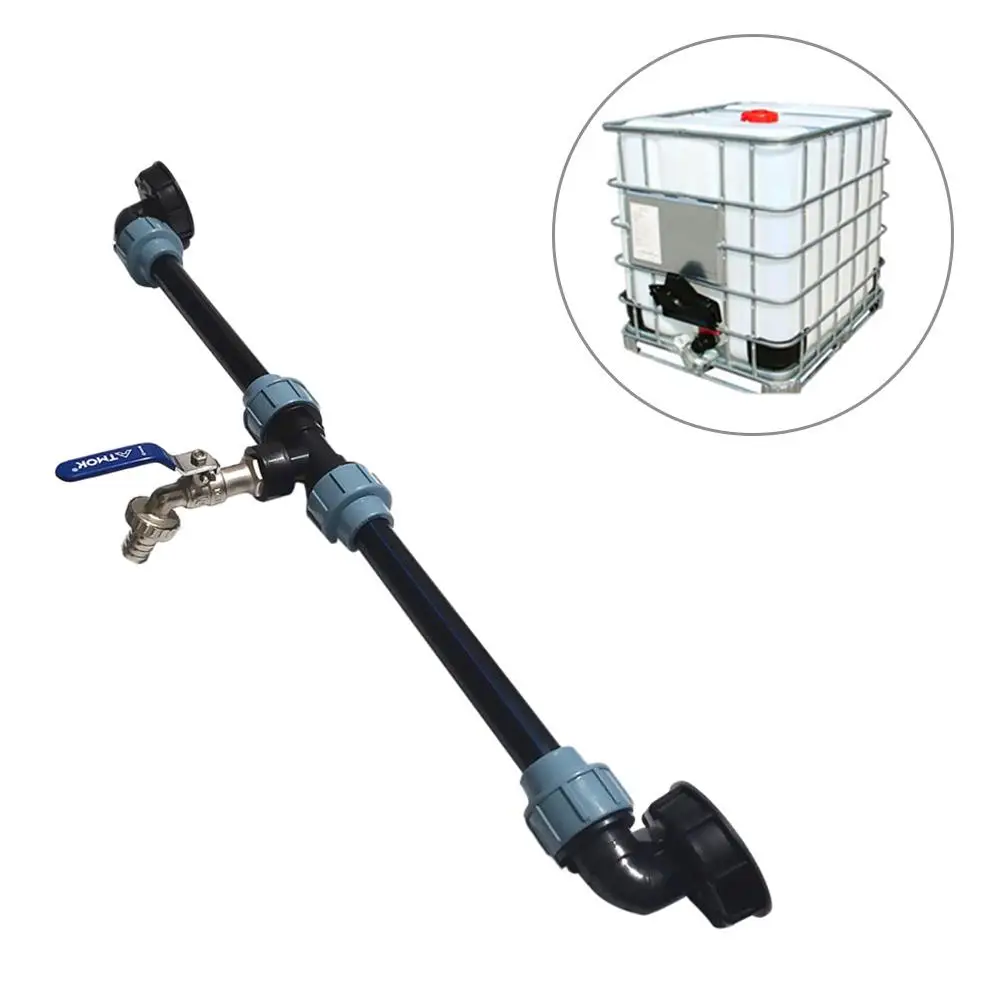 IBC Tank Tap Adapter IBC Tank Thread Faucet With 2 PE Tube Garden Irrigation Tools Connection Valve Hose Switch Fittings