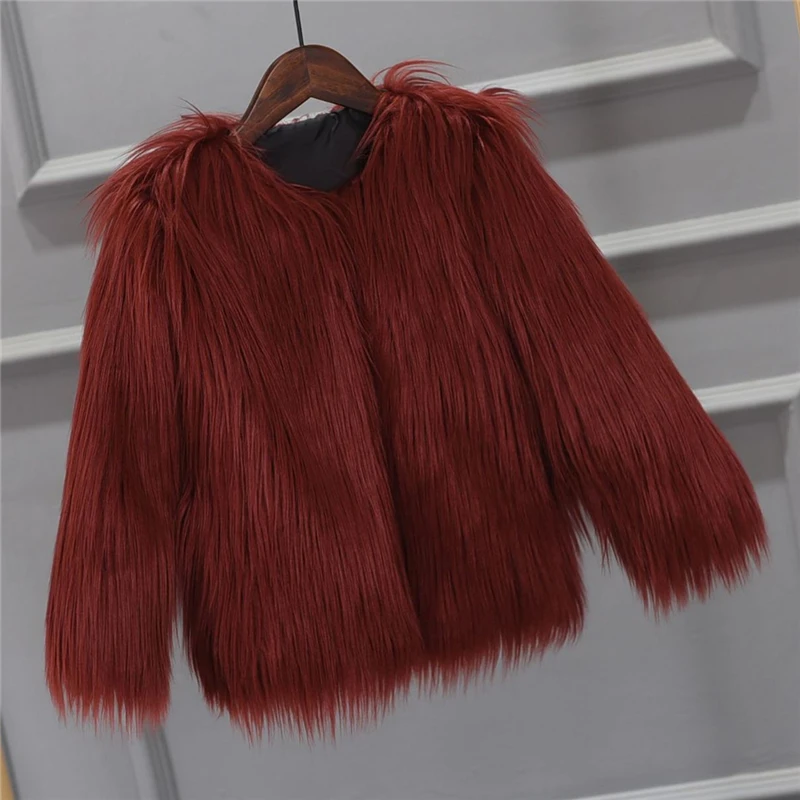 Christmas Faux Fur Coat Winter Fur Jacket Women Streetwear Pink Fur Fluffy Jackets Vintage Furry Coats Fuzzy Soft Outerwear Red