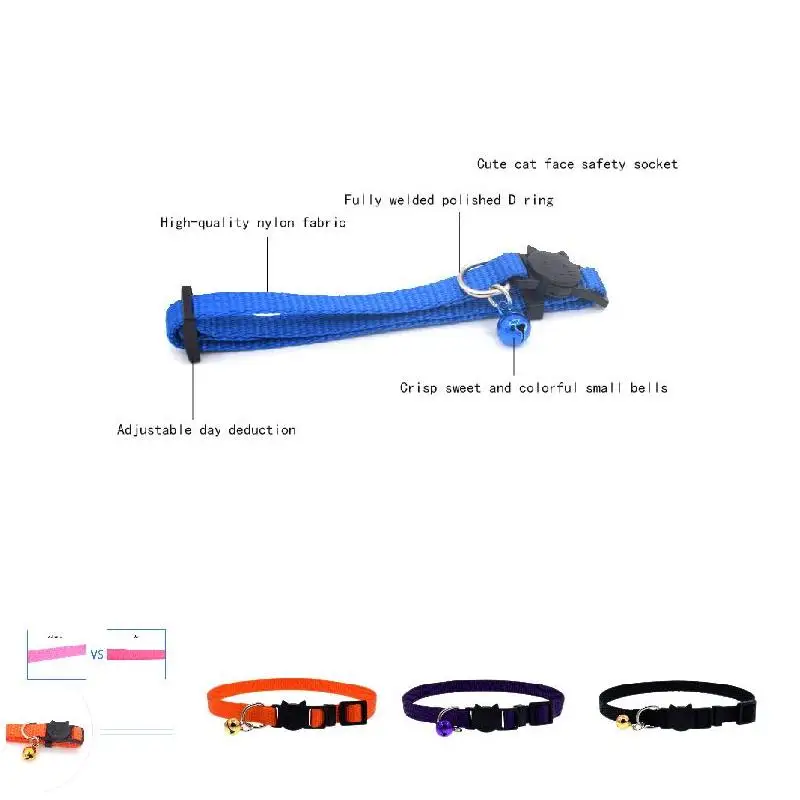 New Cat Collar With Bell Mascotas Cat Collar Safety Buckle Small Dogs Cats Adjustable Nylon Collars Pet Supply Drop Shipping New Cat Collar With Bell Mascotas Cat Collar Safety Buckle Small Dogs Cats Adjustable Nylon Collars Pet Supply Drop Shipping