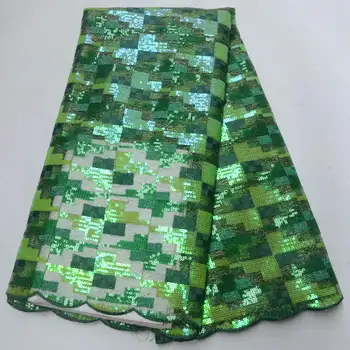 

Newest Nigerian Net Sequins Organza Lace Fabric 2019 High Quality African French Tulle Lace Fabrics For Party Dress XAS-002