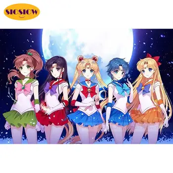 

5d Diy Diamond Painting Japanese Anime Girl Sailor Moon Full Square Drill 3d Diamond Mosaic Embroidery Cross-Stitch Decor Home