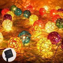 Solar String Lights Garland Rattan Light String Outdoors 20 LED Garden Christmas Wedding Lights Party Decoration