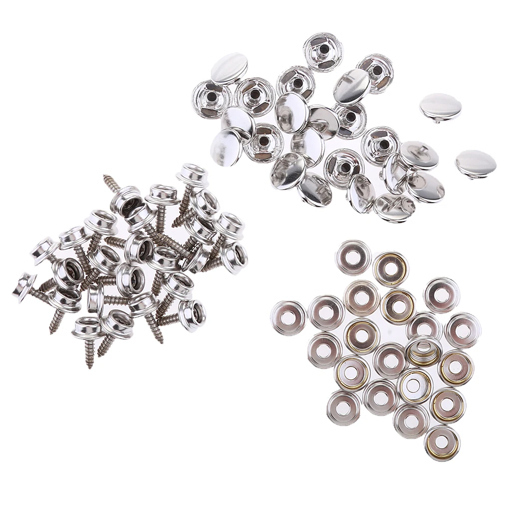 

75Pcs Boat Canvas Fastener Snap Cover Buttons Socket 15mm Screw Studs Kit