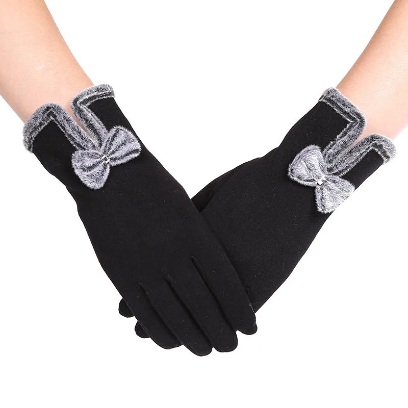 Calymel женские зимние перчатки для сенсорного экрана Осенние Теплые Перчатки Наручные варежки водительские лыжные теплые перчатки - Цвет: I05 Black