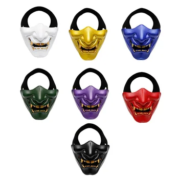 

Halloween Costume Cosplay Tooth Decay Evil Demon Kabuki Samurai Half Cover Mask Party Scary Decoration,Black