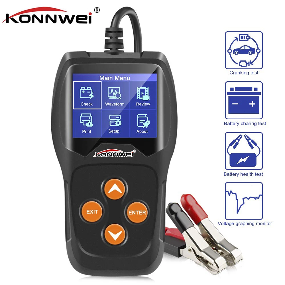 

12V Car Battery Tester KONNWEI KW600 100 to 2000CCA 12 Volt Battery Analyzer Tool for Quick Cranking Charging Diagnostic dfdf