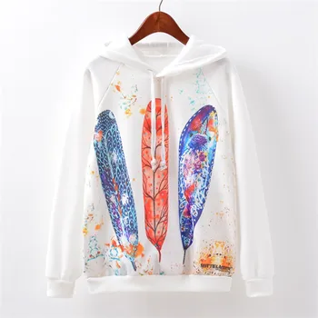 

Coat women's sweatshirt худи hoodies толстовки sports Leisure Fashion Casual Loose O-Neck Leaves Print Hoodie Printed Pullove h4