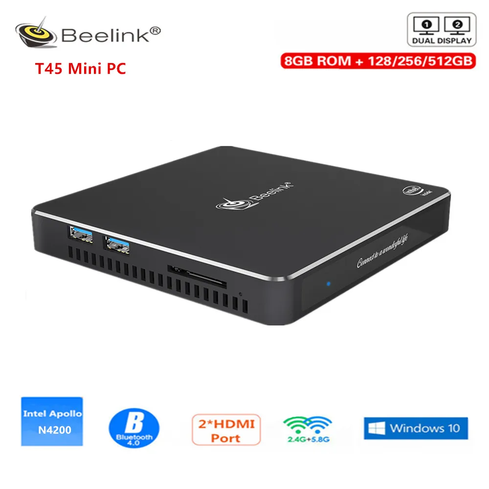 Ультратонкий мини-ПК Beelink Gemini T45 8 Гб LPDDR3 128/256/512 ГБ Intel Pentium N4200 Win10 2 4G + 5 8G WiFi BT4.0 с
