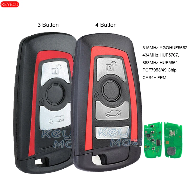 KEYECU Smart Remote key 3B/4 кнопки 315 МГц YGOHUF5662 433 YGOHUF5767 868 YGOHUF5661 PCF7953 для BMW F Series CAS4 +/FEM |