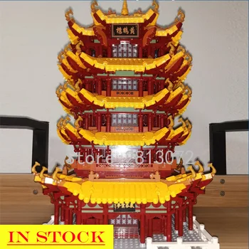 

xb01024 In Stock Street view Architecture Chinese Yellow Tower 6794Pcs Building Blocks Bricks Toys 01024