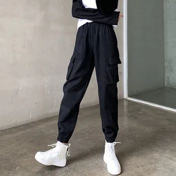 

Cargo Pants Women 2020 New Summer Spring Autumn Safari Style Casual Joggers Pants BF High Wasit Splicing Streetwear Sweatpant