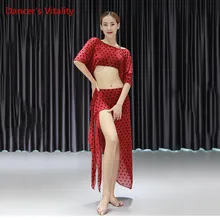 Одежда для танца живота Женская Новая Летняя Сексуальная кружевная одежда костюм для начинающих топ+ юбка 2 шт. танцевальный костюм