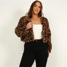 

Fashion Women Leopard Coat Long Sleeve Tops Ladies Cardigan Top Faux Fur Coat Covered Button Jackets Turn-down Collar Clothes