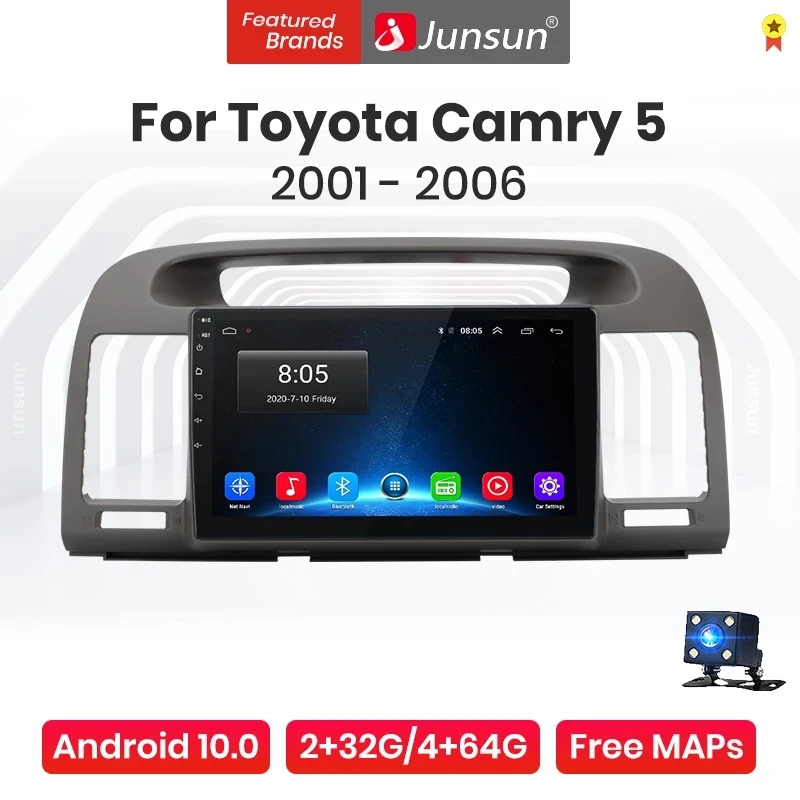 Junsun V1 Pro 4G Android 10 0 + 64G Автомобильный Радио мультимедийный плеер для Toyota Camry 5 VX 30 2001