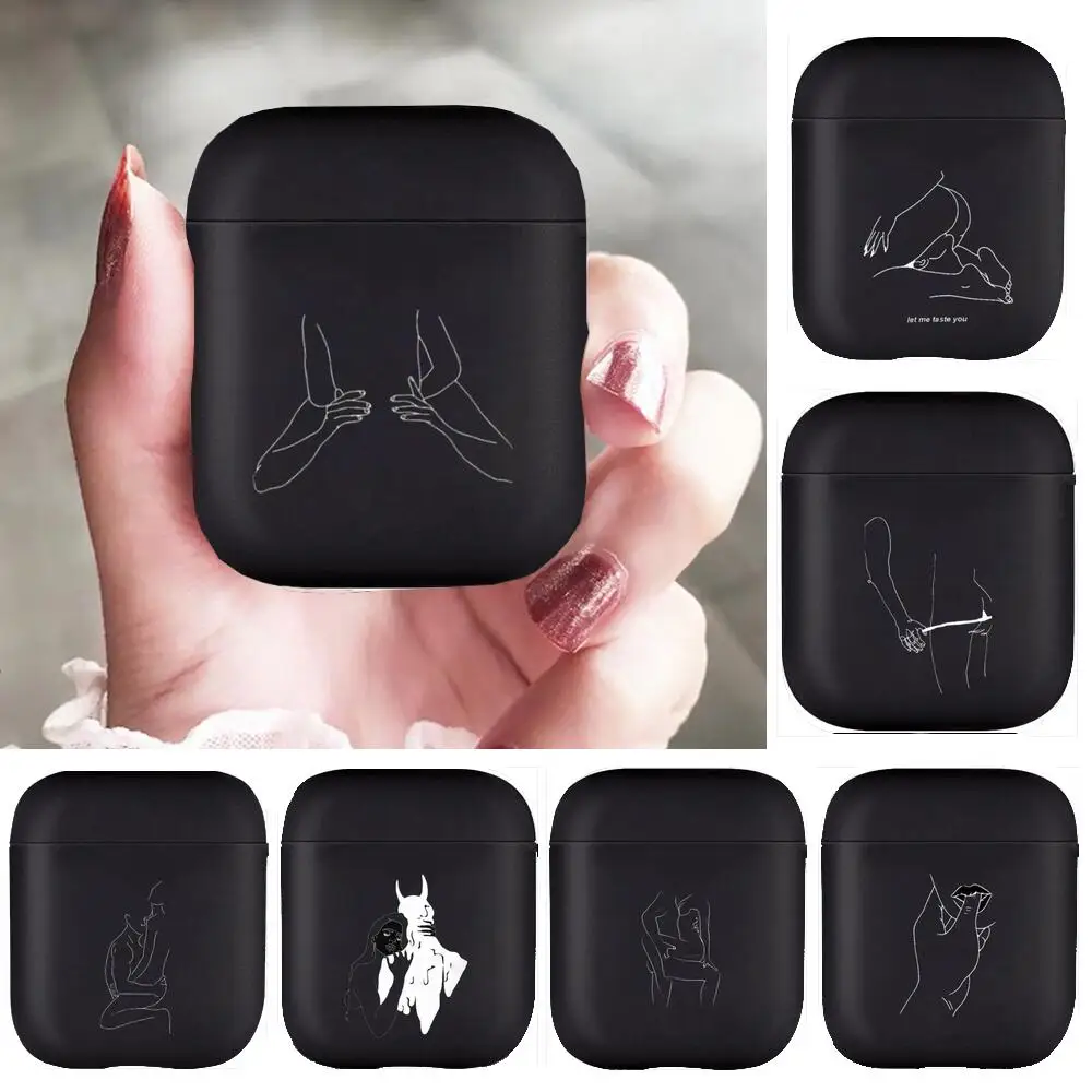 

Black line drawing couple Soft Silicone Cases For Apple Airpods 1/2 Protective Bluetooth Wireless Earphone Cover For Apple Air P