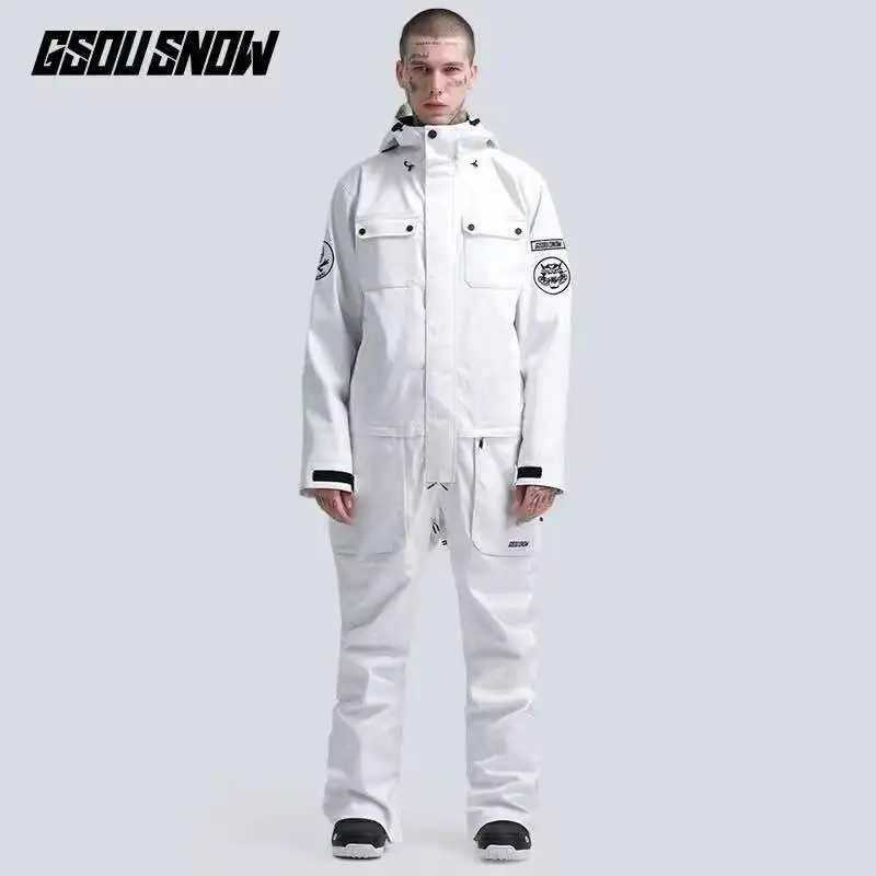 Color 1 GSOU Снежный взрослый цельный лыжный костюм Сноуборд костюм ветрозащитная Водонепроницаемая уличная спортивная одежда женский мужской лыжный костюм дышащий - Цвет: Color 1