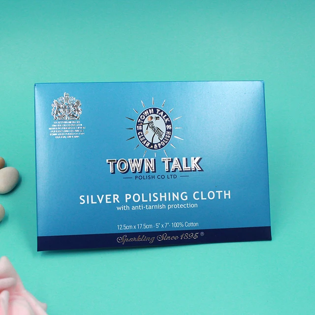 3PCS England Towntalk Silver Polishing Cloth Jewelry Anti-Tarnish Cleaning  Watches Natural Cotton Fiber 12.5*17.5cm 5*7inch